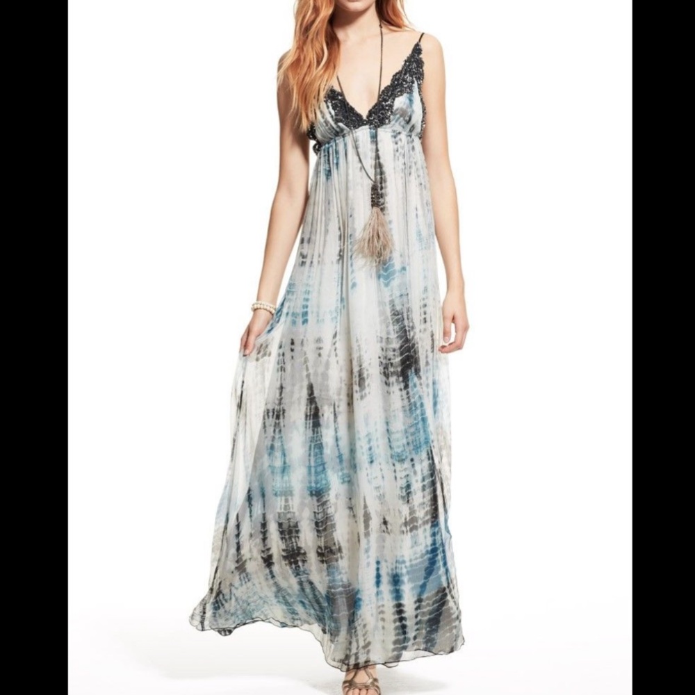 Calypso St. Barth Silk Tie Dye Sequined Maxi Dress